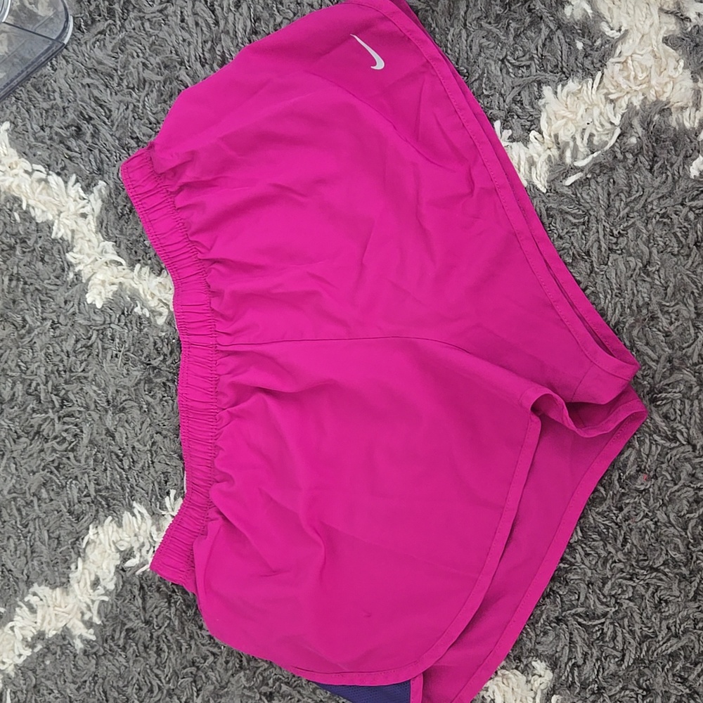 Nike Women's Pink And Plum Dri-fit Shorts, Size Mediu.